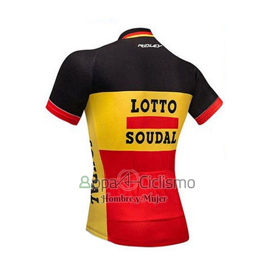 Lotto Soudal Ropa Ciclismo Culotte Corto 2018 Mangas Cortas Negro AMarillo Rojo